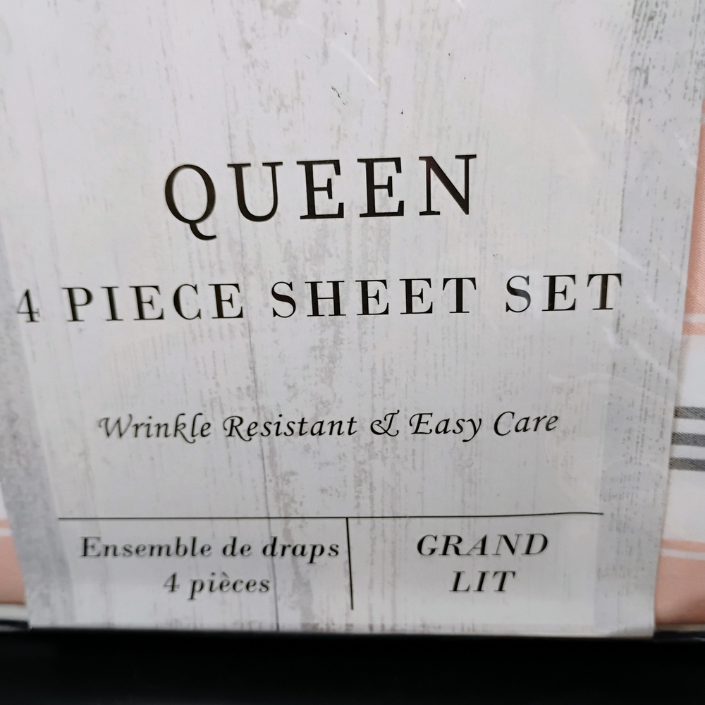 Athena Pink and White Queen Sheet Set And Pink And White Curtains - Picture 7 of 15